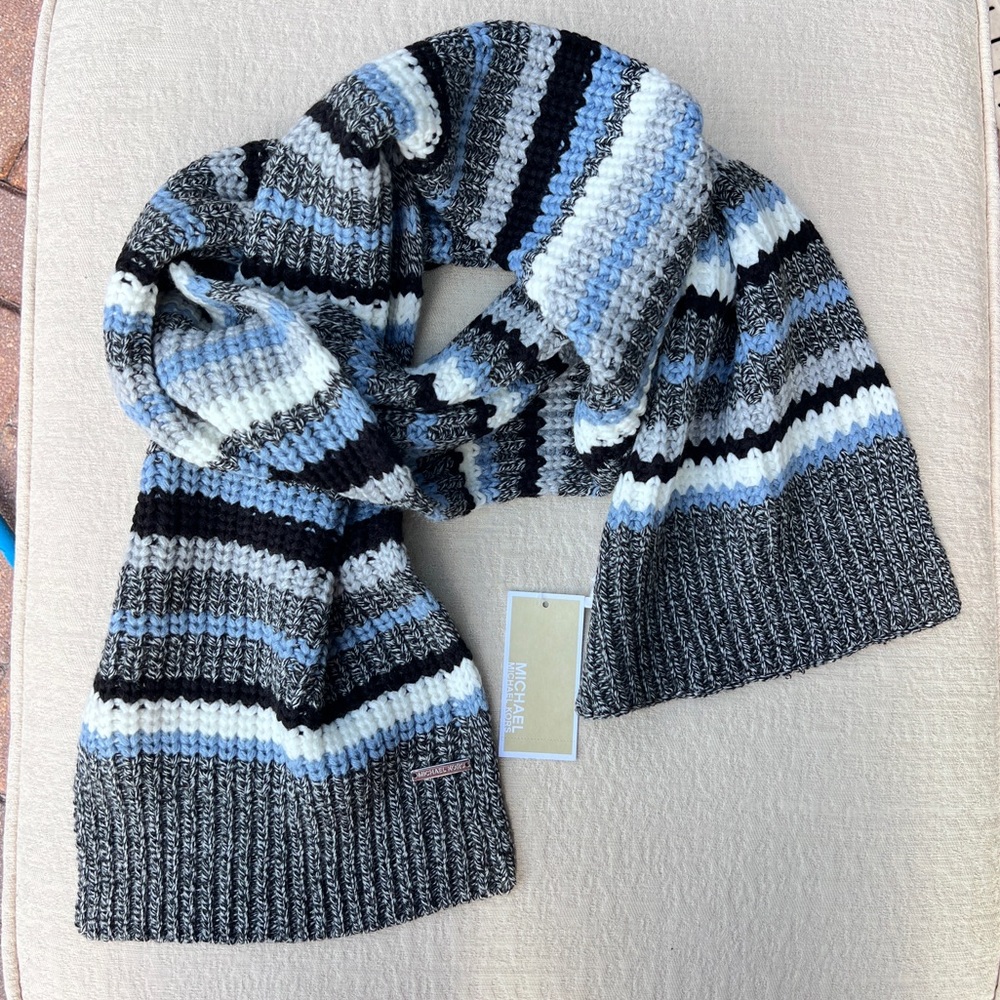 Michael kors knit striped scarf